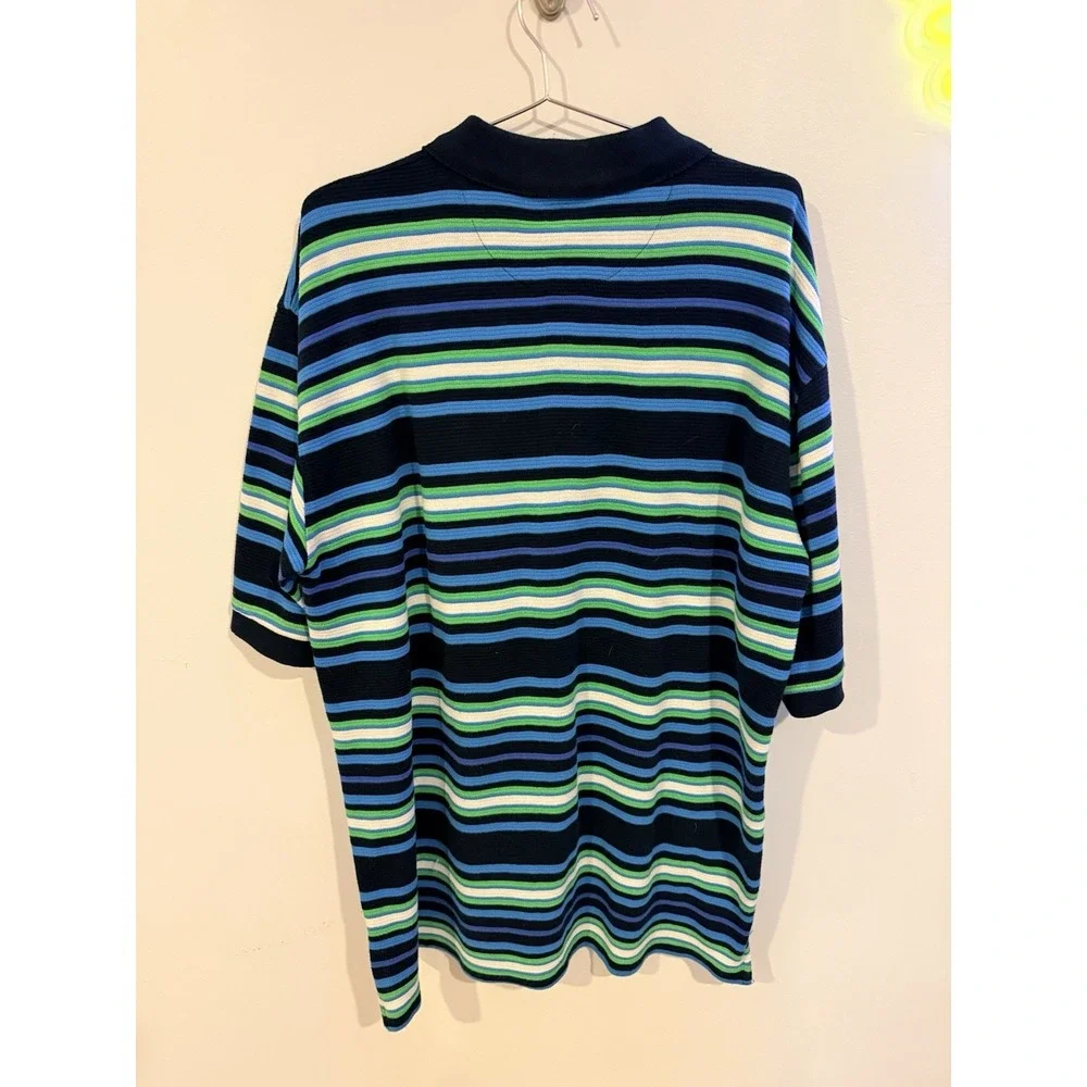 The North Face Men's Striped Short Sleeve Polo Shirt 2X Big & Tall Navy/Green